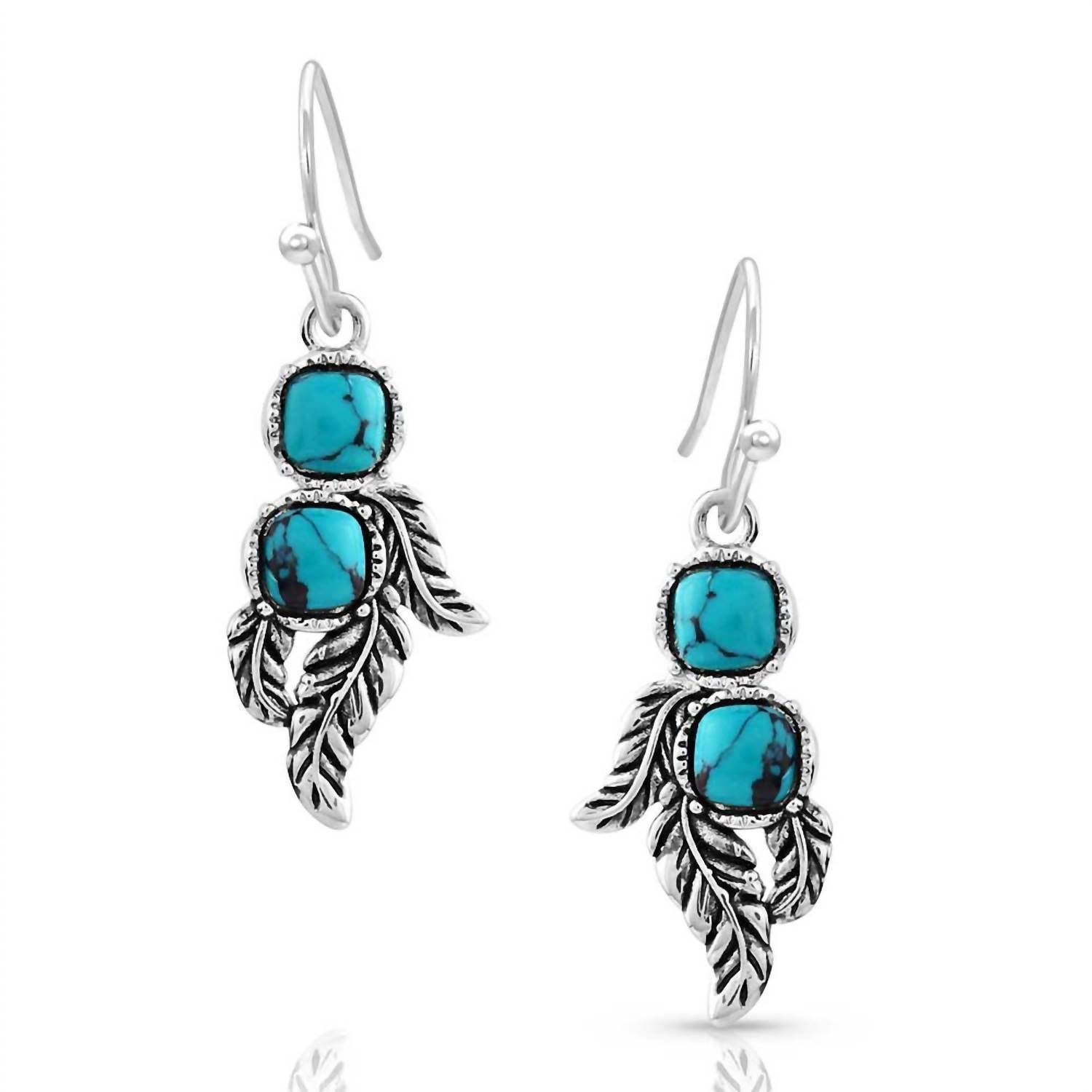 New Montana Silversmiths Womens Whispering Winds Feather Earrings In Turquoise 55$